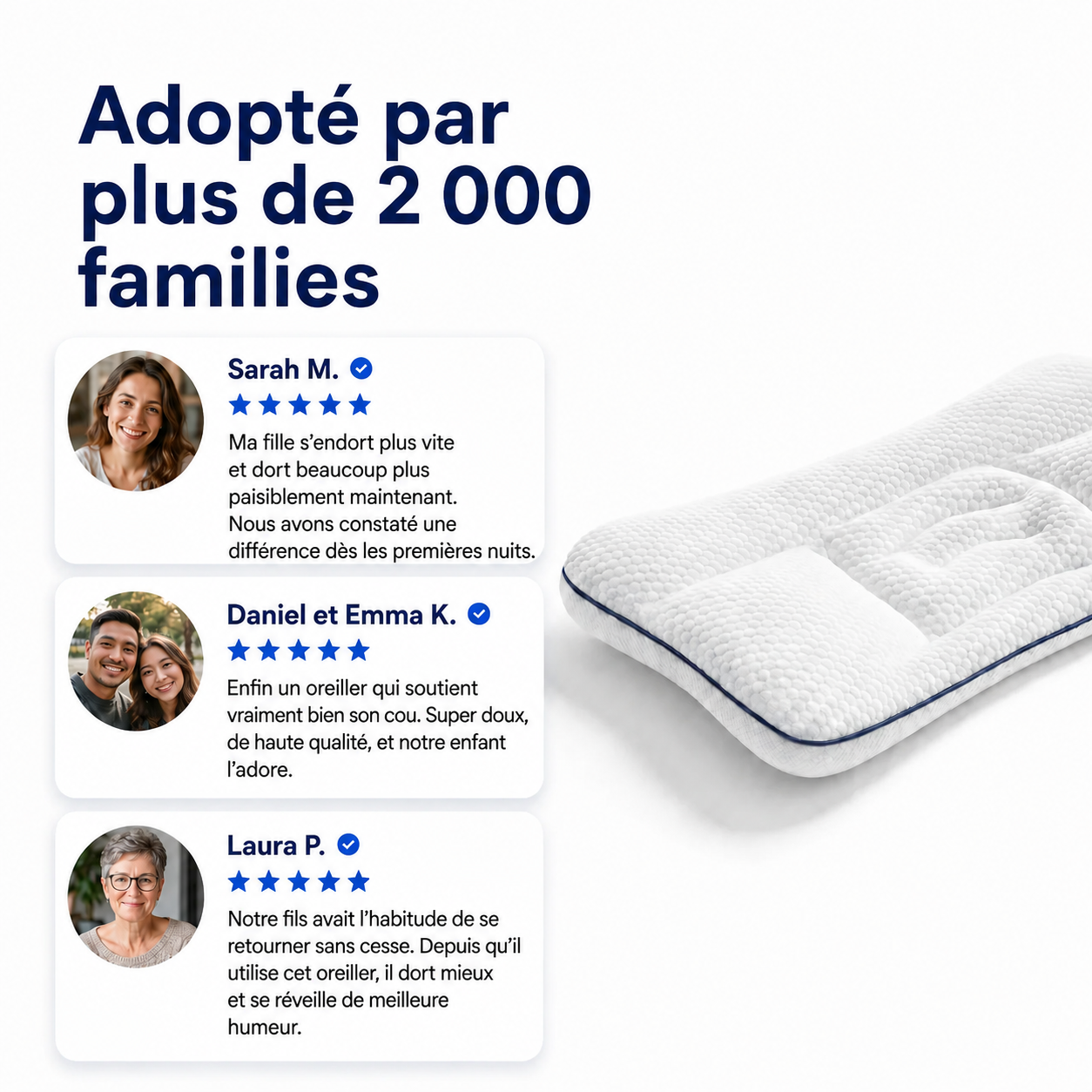 Bloomya® | Oreiller Ergonomique Évolutif Enfant (3–14 ans)